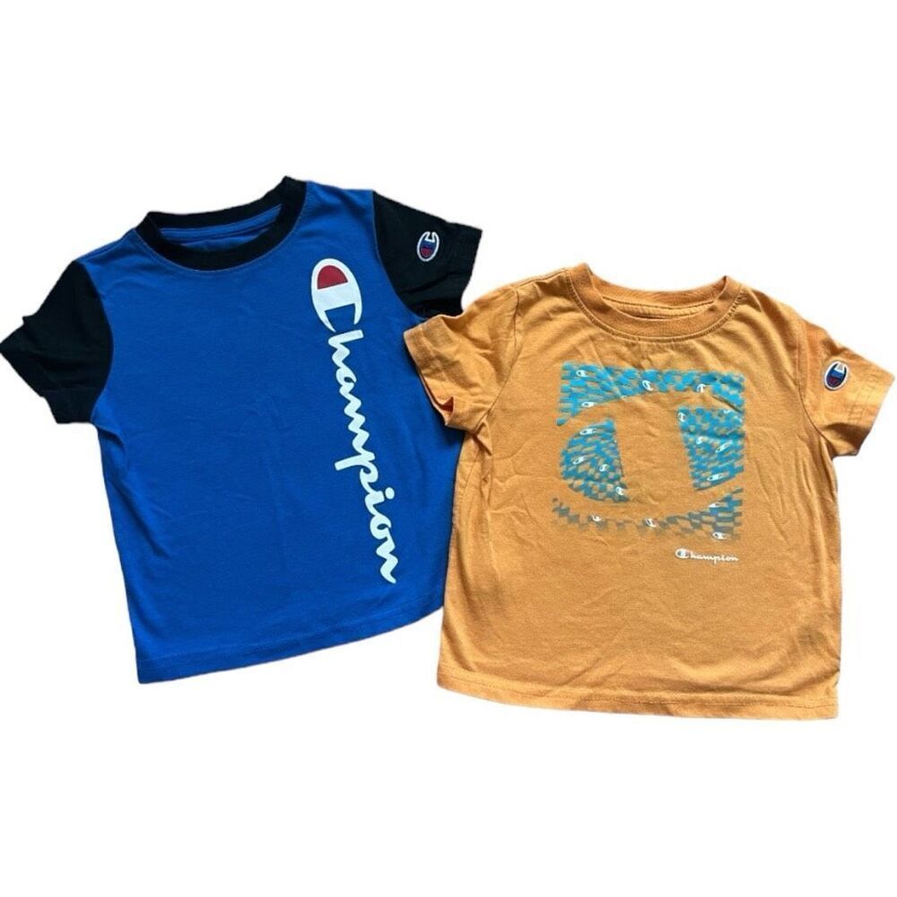 Toddler Boys Champion Cotton Logo Graphic Tee Shirts Lot of 2 - Sz 2T